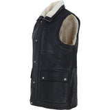 Ashwood Men's Leather Waistcoat Black Snuff: LUCK