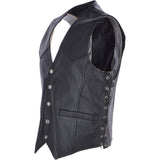 Men's Leather  Laced Waistcoat Black: W/COAT LACE PLAIN