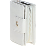 Ashwood Leather RFID Secure Wallet/Purse with Zip and Stud Closure White: X-30