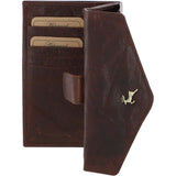 Women's Vintage Wash 12 Card Leather  Purse Brandy : G-42