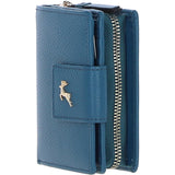 Ashwood Leather RFID Secure Wallet/Purse with Zip and Stud Closure Teal: X-30