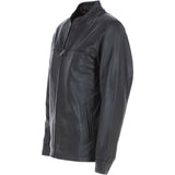 Ashwood Men’s Casual Real Leather Jacket with Mandarin Collar and Hidden Zip Brown: AWM-COOPER