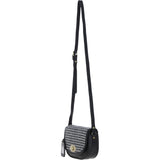 Ashwood Leather & Harris Tweed® Cloth Saddle Crossbody Bag with Twist Lock Black/White: TW-30-012-BW
