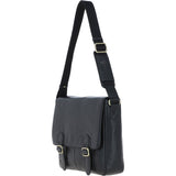 Gabicci Leather Messenger Bag with Crossbody Strap Black: GB-64957