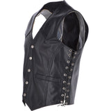 Men's Leather Embossed Laced Waistcoat Black: W/COAT EAGLE