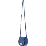 Real Leather Saddle Crossbody Bag Blue: 63753