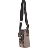 Fenland Canvas & Leather body Bag Mud/Grey: FEN-750