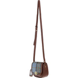 Ashwood Leather & Harris Tweed® Cloth Saddle Crossbody Bag with Twist Lock Tan/Mcload: TW-30-02-TM