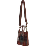 Ashwood Leather & Harris Tweed® Cloth Handbag with Removable Crossbody Strap Tan/Green/Red: TW-21-08-TR