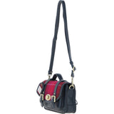 Ashwood Leather & Harris Tweed® Cloth Small Satchel Bag with Twist Lock Navy/Pink: TW-33-06-NP