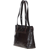 Velutto Eleganza' Zip Mid Section Real Leather Shoulder Bag Brown/croc: 52234