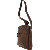 Tablet Friendly Medium Vintage Leather Body Bag Tan: Paddy