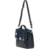 Ashwood Leather & Harris Tweed® Cloth Large Satchel Bag with Twist Lock Black/Watch: TW-35-03-BW