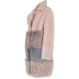 Womens Luxury Sheepskin Coat Baby Pink/multi: KB 634