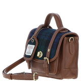 Ashwood Leather & Harris Tweed® Cloth Mini Satchel Bag with Twist Lock Tan/Watch: TW-32-04-TW