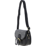Ashwood Leather & Harris Tweed® Cloth Saddle Bag Black/White: TW-26-012-BW