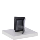 Vegetable Tanned Flip Side 6 card, ID & Coins Dual Bill fold Tab Leather Wallet Black : 1246-VT