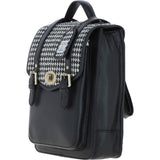 Ashwood Leather & Harris Tweed® Cloth Medium Backpack with Twist Lock Black/White: TW-37-012-BW