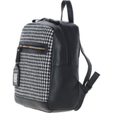 Authentic Ashwood Leather & Harris Tweed® Cloth Backpack Black/White: TW-28-12-BW