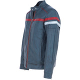 Ashwood Men's Leather Biker Jacket with Red Stripe Grey: AWM-BOXER