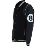 Ashwood Leather Men’s Wool and Leather Bomber Jacket with Striped Collar in Black: AWM-8