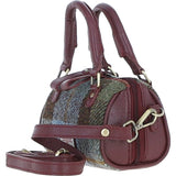 Ashwood Leather & Harris Tweed® Cloth X-Small Barrel Bag Wine/Mcload: TW-60-17-WM