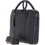 Mens Leather Laptop Messenger Bag Black: JOE