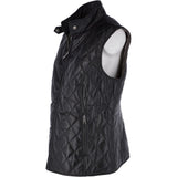 Diamond Quilted Leather Gilet Black: RIGDEN GILLET