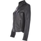 Leather Biker Jacket Black: N-21