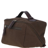 Fenland Canvas & Leather Wash Bag Brandy/green: FEN-759
