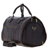 Premium Leather Holdall with Detachable Shoulder Strap Brown: pl-49