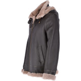 Hooded Sheepskin Flying Jacket Brown/Cream: FEN B3 HOODY