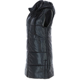 Ashwood Leather Long Gilet with Detachable Hood Black: Gillet Long