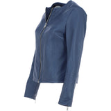Women's Collarless Leather Fashion Jacket Purple: AWL-284