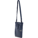 Genuine Leather Crossbody x Shoulder Bag with Golden Accents Dark Blue: 64239