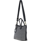 Versatile Ashwood Leather & Harris Tweed® Cloth Shoulder Bag Black/White: TW-22-012-BW