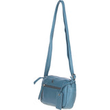 Compact Leather Shoulder & Crossbody Bag Avio Blue: Cork