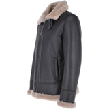 Mens Luxury Shearling Flying Jacket Black/cream: MP 34