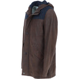 Ashwood Leather x Harris Tweed Men’s Hooded Casual Jacket Brown/Navy: TW-905-011-BN