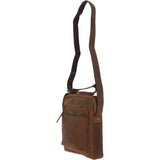 Tablet Friendly Small Vintage Leather Body Bag Tan: Patty