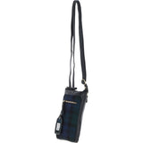 Authentic Ashwood Leather & Harris Tweed® Cloth Crossbody Bag Black/Watch: TW-29-03-BW