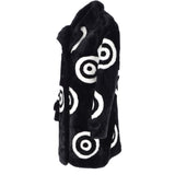 Sheepskin Coat With Roundel Detail Black/ White: D-LOOK-8