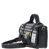 Ashwood Leather & Harris Tweed® Cloth Micro Satchel Bag with Twist Lock Black/White:TW-36-12-BW