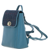 Ashwood Leather & Harris Tweed® Cloth Compact Backpack Teal/Navy: TW-65-16-TN