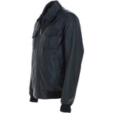 Men's Real Leather Bomber Jacket with Brando Collar Black: AWM-Pointer