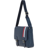 Gabicci Leather Messenger Bag with Striped Detail Navy: GB-64951