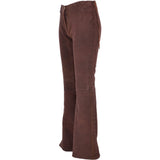 Women's Flared 60's Suede Leather Jeans Brown Suede: 35857