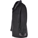 Luxury 4 Button Single Breasted  Sheepskin Coat Black: KE-223