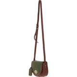 Ashwood Leather & Tweed Saddle Crossbody Bag with Twist Lock Tan/Green Check: TW-30-010-TGNH