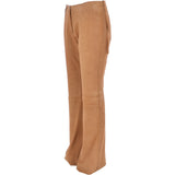 Women's Flared 60's Suede Leather Jeans  Beige suede: 35857